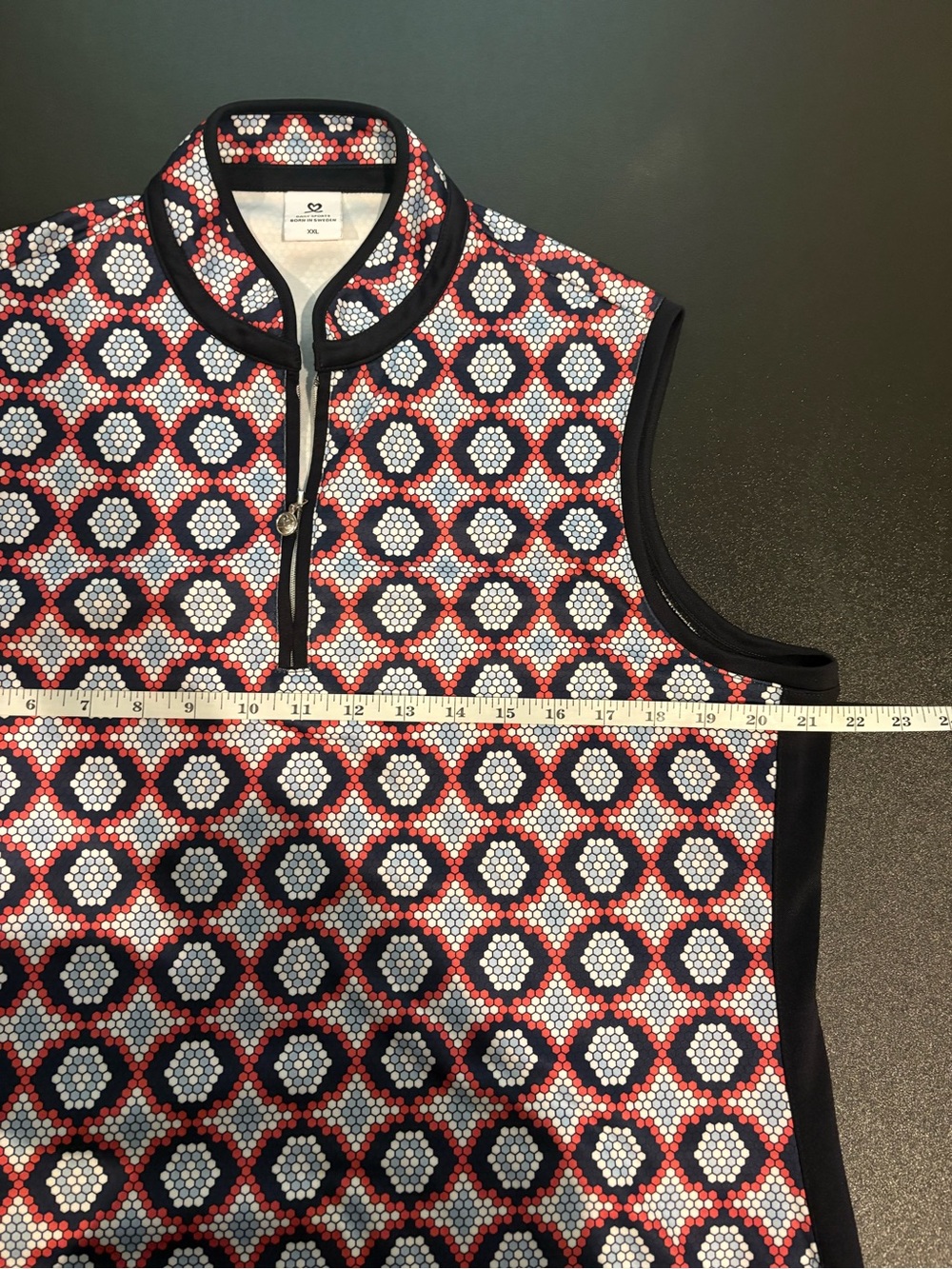 Daily Sports Sleeveless Geometric Print golf casual Dress Red, Navy & White - Picture 4 of 8